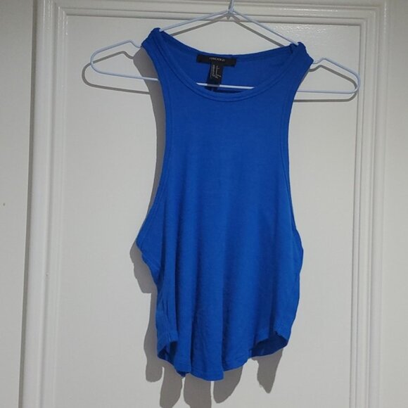 Forever 21 Cobalt Blue Razerback Narrow Collar Tank w Rounded trim- Size S - Picture 3 of 9